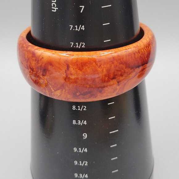 Resin Orange Brown Bangle Bracelet Swirled Pattern Vintage Fits Up To 7 1/2" - Picture 6 of 7